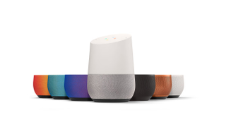 Google Home, with the color options for the base